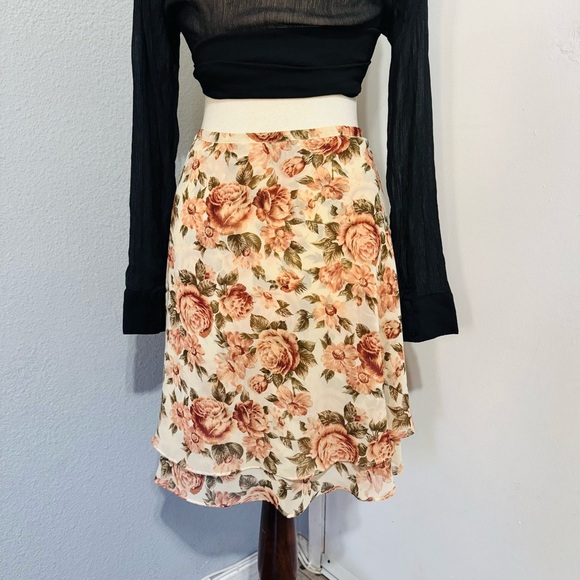 Compagnie Internationale Express Vintage Floral A-Line Y2K Ruffled Boho Skirt M - Picture 9 of 17